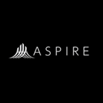 ASPIRE logo in white on a black background