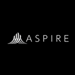 ASPIRE logo in white on a black background