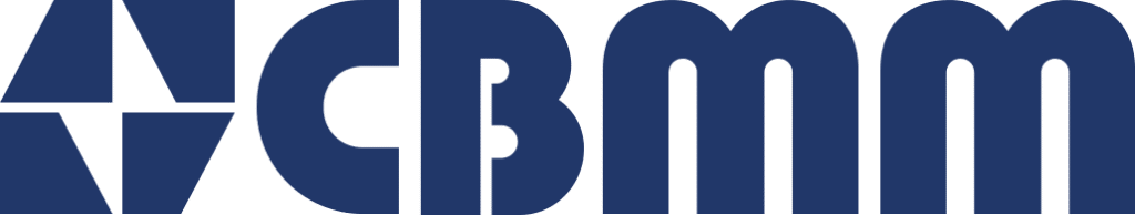 CBMM logo with blue pinwheel emblem and wordmark