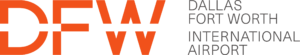 Dallas Fort Worth International Airport logo with orange DFW lettering