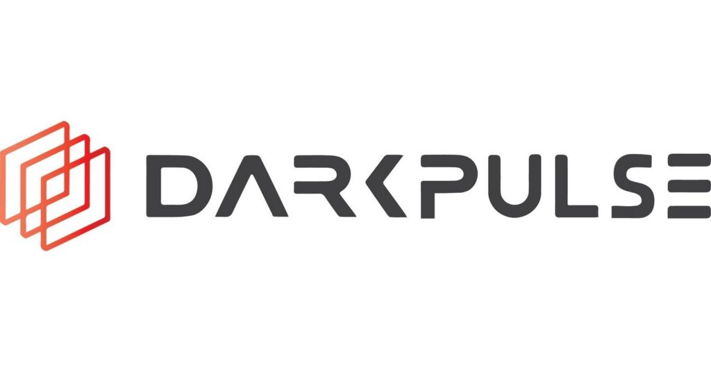 DarkPulse logo with red layered diamond emblem and gray wordmark