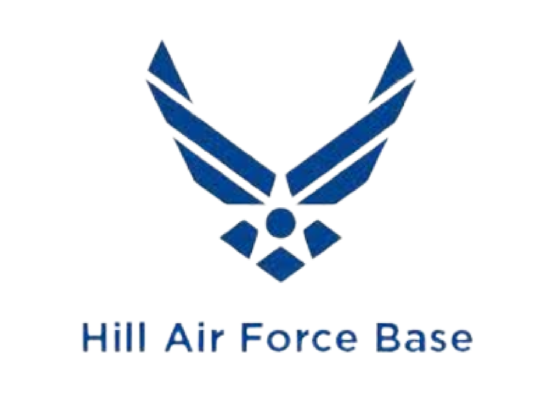 Hill Air Force Base logo with blue stylized wings emblem