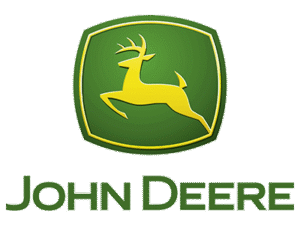 John Deere logo with leaping yellow deer on a green shield