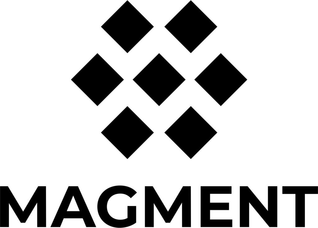 Magment logo with a diamond grid emblem