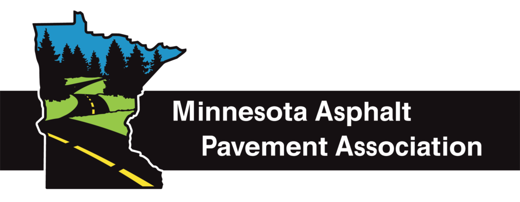Minnesota Asphalt Pavement Association logo with state outline showing a road through forest