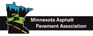 Minnesota Asphalt Pavement Association logo with state outline showing a road through forest