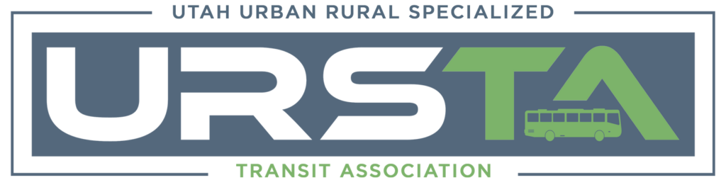 Utah Urban Rural Specialized Transit Association (URSTA) logo with a bus graphic