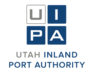 Utah Inland Port Authority logo with a blue UIPA tile monogram