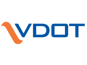 Virginia Department of Transportation (VDOT) logo in blue with orange accent
