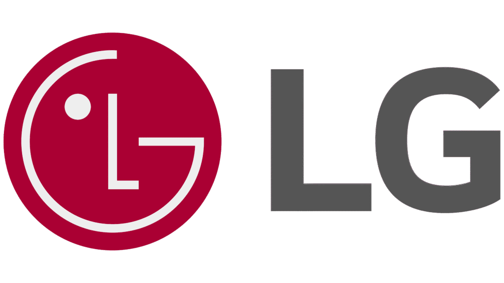 LG Electronics logo with red circular face emblem