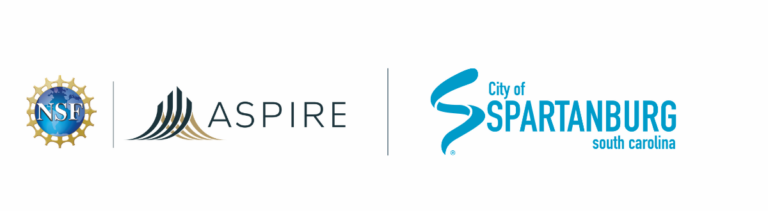 NSF, ASPIRE, and City of Spartanburg, South Carolina logos in a row